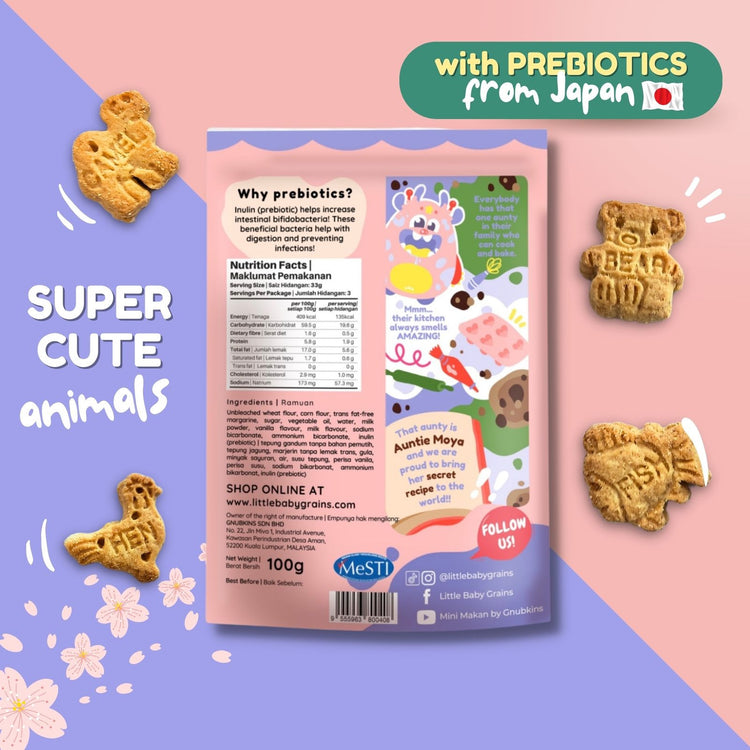 Little Baby Grains Prebiotic Kids Cookies 100g - 2 flavours (12 months till adult)