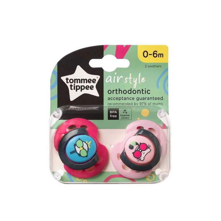 Tommee Tippee Closer To Nature Air Style Soother Twin Pack (Assorted Designs) (0-6M)