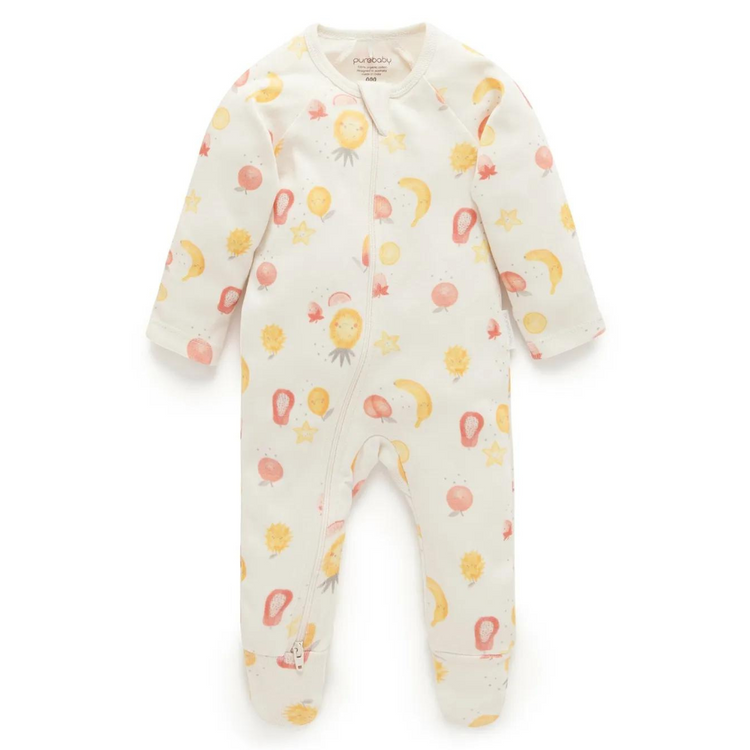 Purebaby 2 Pack Organic Digital Zip Growsuit - Juicy Print