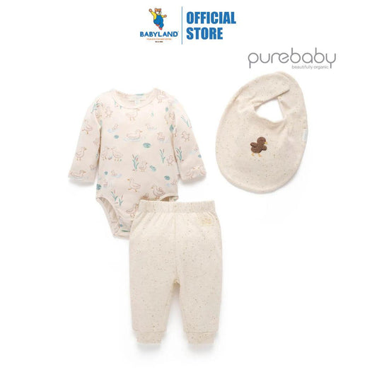 Purebaby Organic Garden Goose Print 3 Piece Gift Set