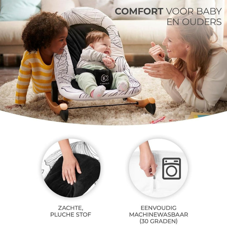 Kinderkraft Finio 2-In-1 Bouncing Chair With Rocker - Black from Birth Up to 9kg