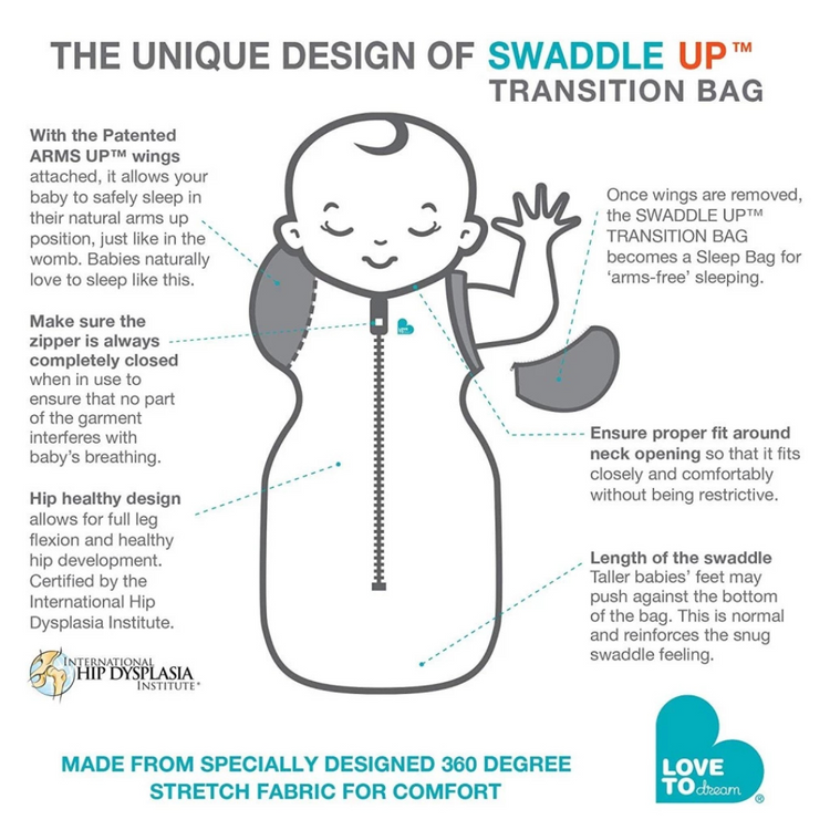 Love To Dream Stage2 Swaddle Up Transition Bag Bamboo 0.2 TOG - Little Dreamer Light Blue