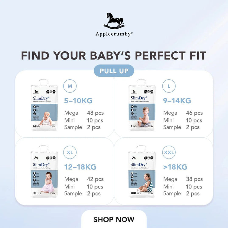 Applecrumby SlimDry+ Diapers (Mega)