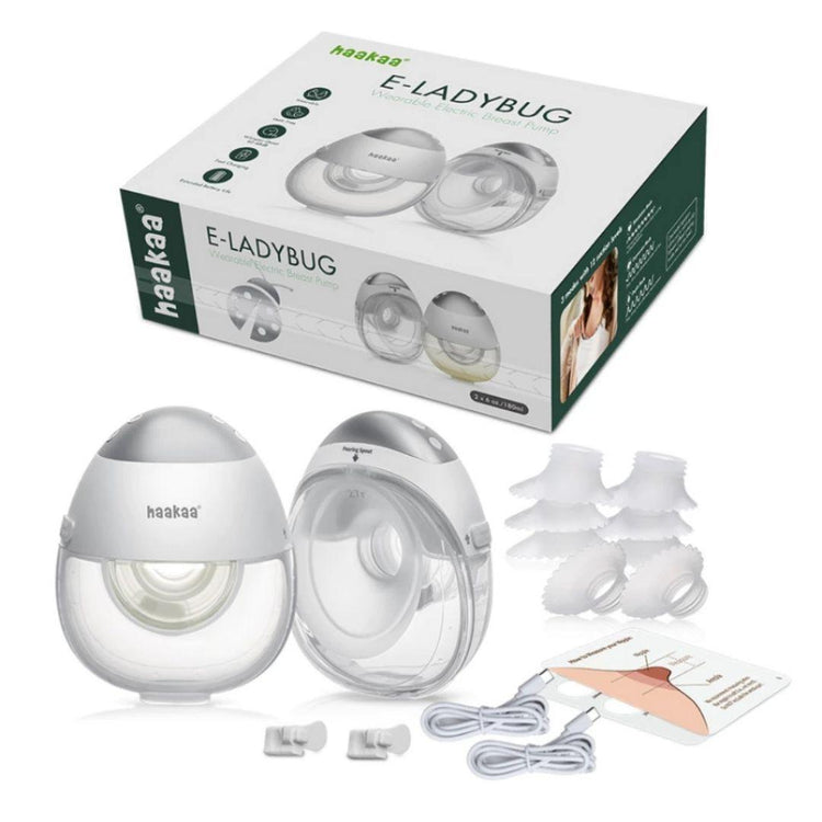Haakaa E-Ladybug Wearable Electric Breast Pump 2pcs - Slim Silent 12 Suction Level Hands-Free