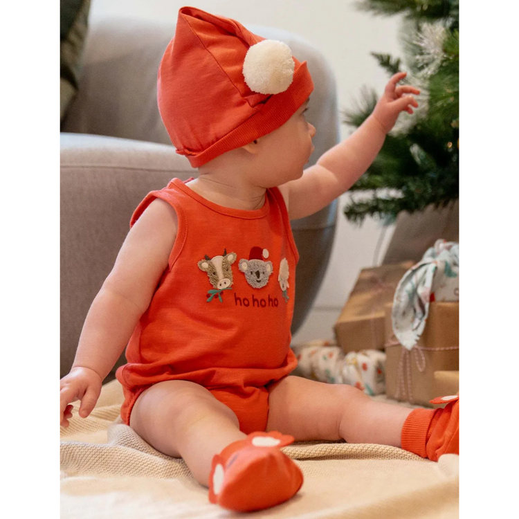 Purebaby Organic Koala Santa Bodysuit Vintage Red