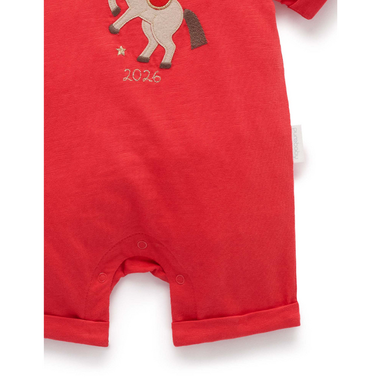 Purebaby Organic Little Horse Growsuit - Luna Red Print