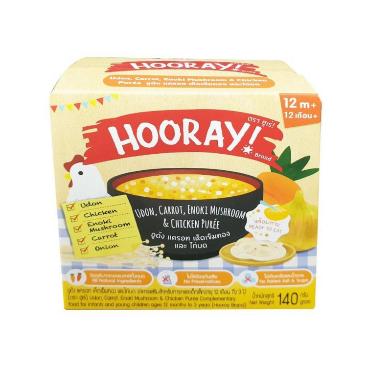 Hooray Udon, Carrot, Enoke Mushroom & Chicken Puree 140g - 12m+