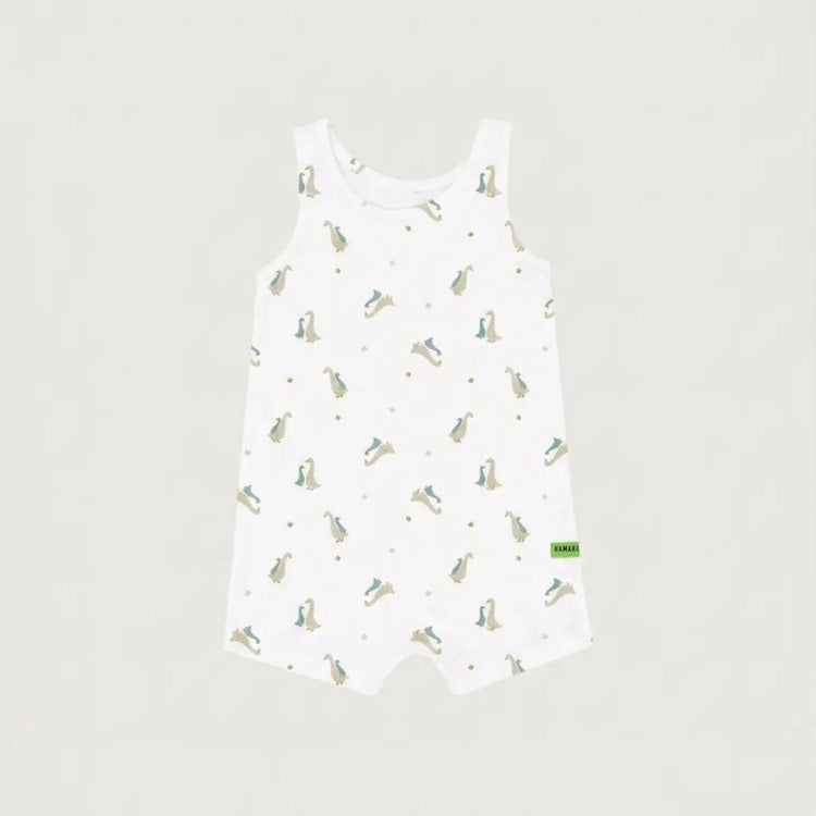 Hamako Tencel Baby Kids Sleeveless Romper - Aqua Goose
