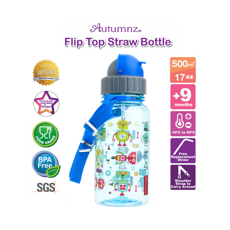 Autumnz Flip Top Straw Bottle - 500ml (9m+)