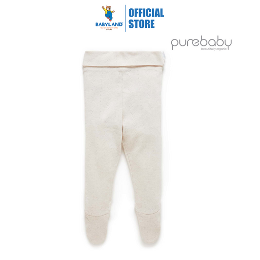Purebaby Organic Footed Leggings - Wheat Melange Pointelle