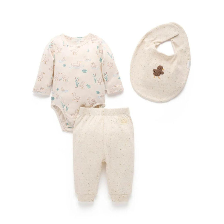 Purebaby Organic Garden Goose Print 3 Piece Gift Set