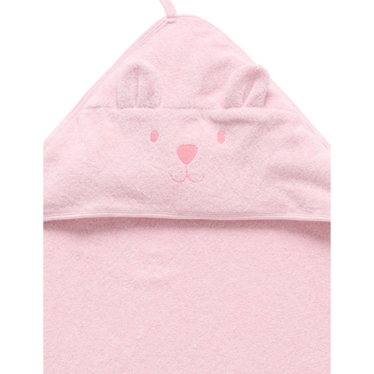 Purebaby Organic Essential Bear Towel - Pale Pink Melange