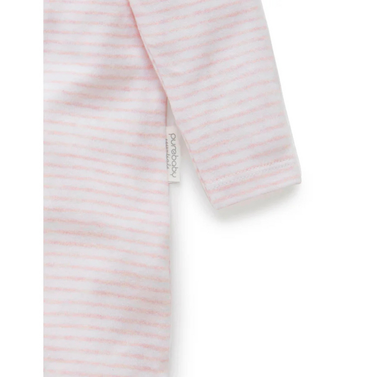 Purebaby Zip Growsuit - Pale Pink Melange Stripe