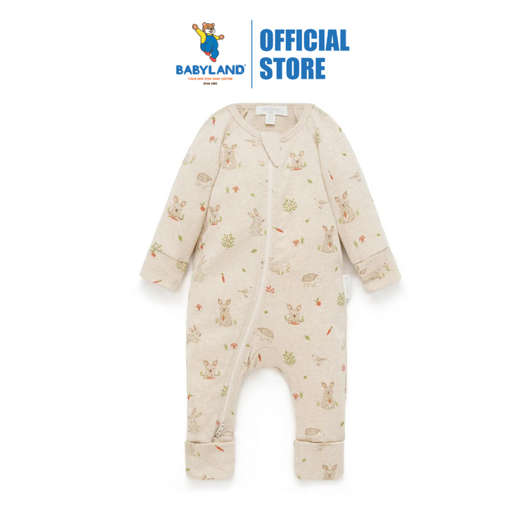 Purebaby Organic Printed Zip Growsuit Bunny Print