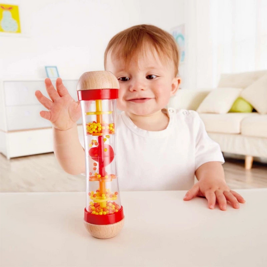 Hape 0327 Beaded Raindrops Rattle - Red For Baby Age 6 Months+