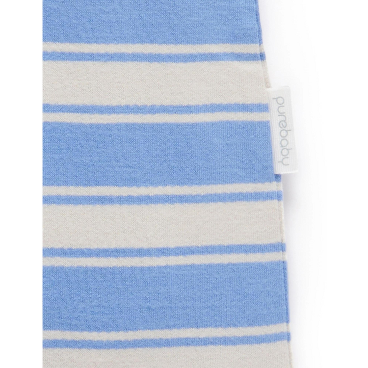 Purebaby Organic Striped Polo Growsuit Ocean Stripe