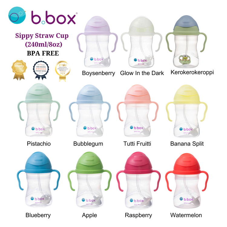 B.Box Baby Sippy Straw Cup 240ml With 360 Degree Weighted Straw (6m+) / Replacement Straw Set