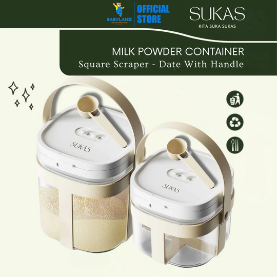 SUKAS Milk Powder Container Flip - Square Scraper & Date With Handle (800ml) (1200ml)