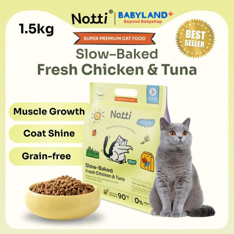 Notti Slow-baked Fresh Chicken & Tuna 1.5kg | Premium Cat Food Hairball Skin Coat Immunity