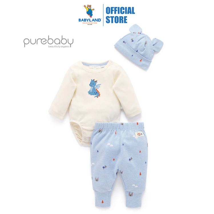 Purebaby Organic 3 Pcs Gift Set - Castle Print