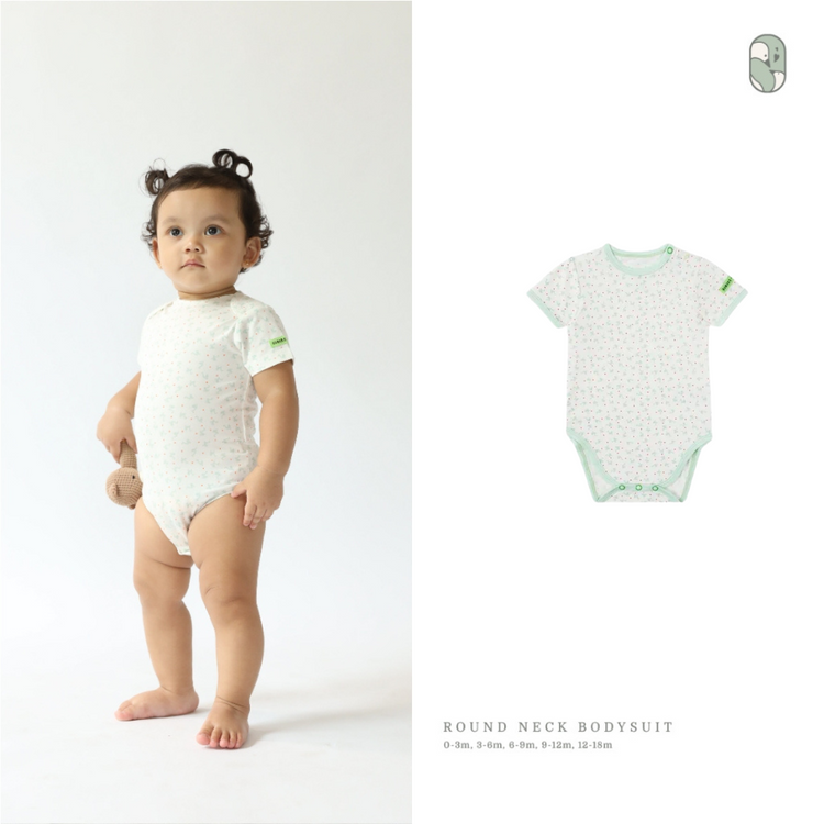 Hamako Tencel Baby Round Neck Bodysuit - Water Goose