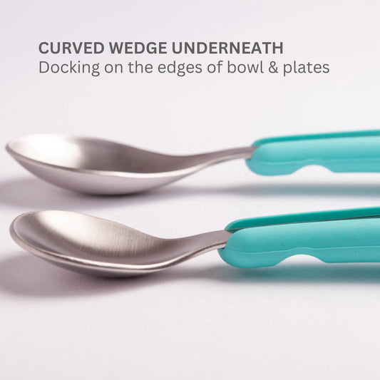 VIIDA Souffle Antibaterial SS Fork & Spoon (S) - Turquoise Green