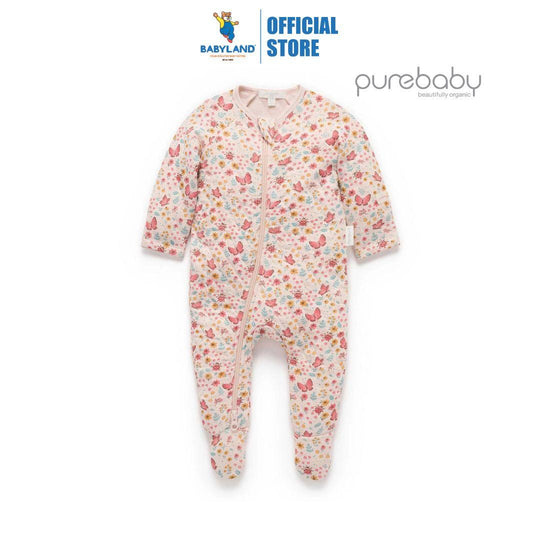Purebaby Organic Butterfly Print Quilted Growsuit