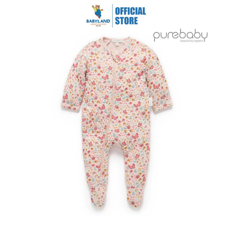 Purebaby Organic Butterfly Print Quilted Growsuit