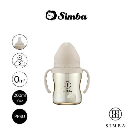 Simba allonge Milestone 200ml - PPSU Wide Neck Anti-Colic Feeding Bottle with Straw and Handles Cross Hole S Teat