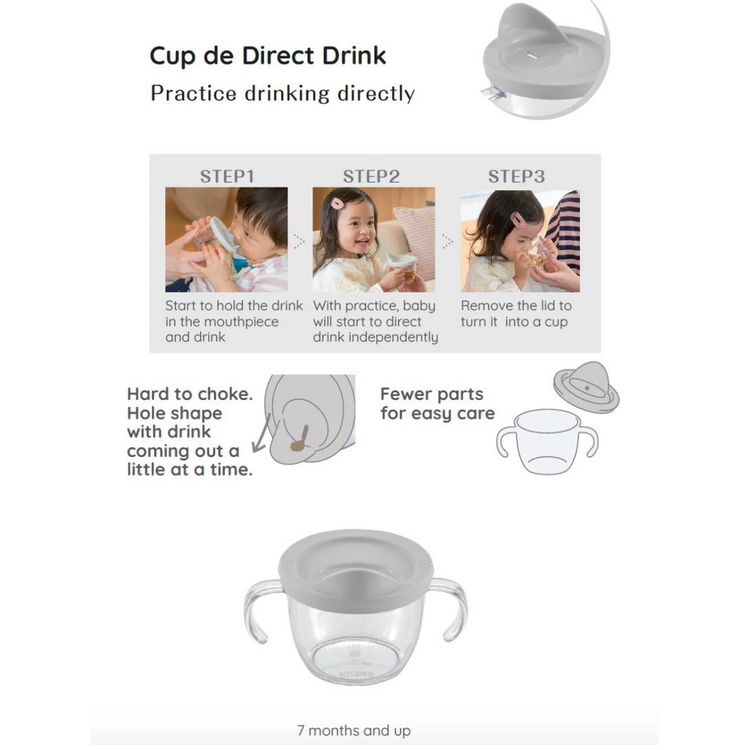 Richell Axstars de Direct Drink Training Cup - Light Grey (7m+) (150ml)