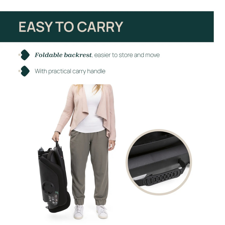 Chicco Fold & Go S I-size Booster Seat - Posh Black | From 100cm to 150cm (3Y+)