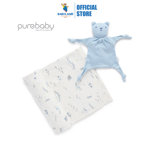 Purebaby Organic Bunny Rug & Snookie Pack Vanilla Nautical
