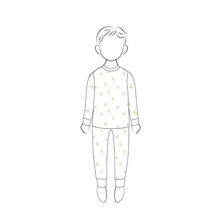 Hamako Tencel Micromodal Kids Long Set - Aqua Goose