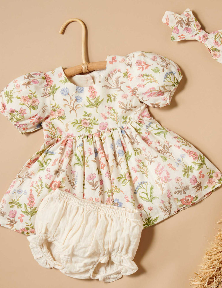 Purebaby Organic Dune Flowers Linen Blend Dress