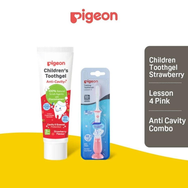 Pigeon Training Toothbrush Lesson 4 + Toothgel Anti-Cavity Combo (3+ years)
