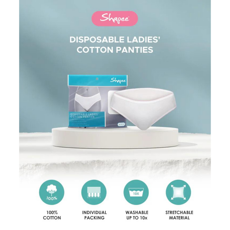 Shapee Disposable Ladies Cotton Panties (M/L/XL/XXL) (4pcs)