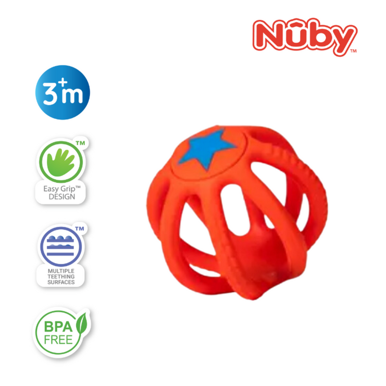 Nuby Silicone Collapsible Ball Teether - FDA (3m+) (Random Color)