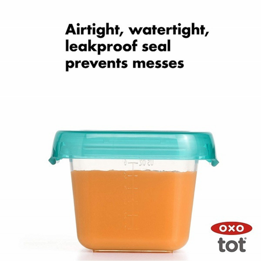 Oxo Tot Baby Blocks Plastic Freezer Storage Containers Set Teal (6oz/180ml)