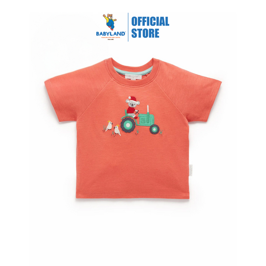 Purebaby Organic Christmas Farm Tee Vintage Red