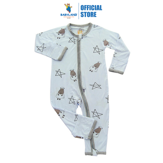 Baa Baa Sheepz Romper Zip Big Star & Sheepz Blue With Grey Border