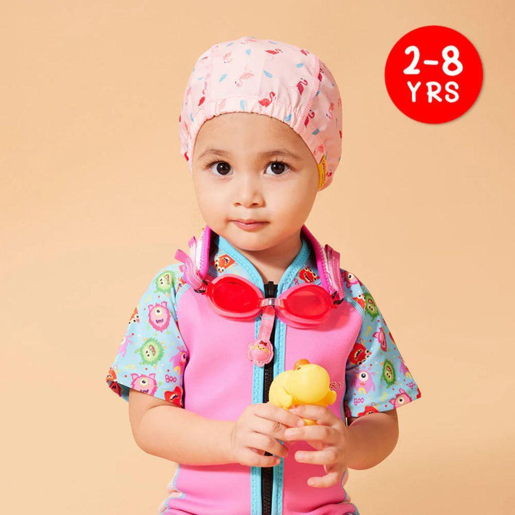 Cheekaaboo Protective Toddler Swim Cap UV Protection Spandex - Pink Flamingo (2-8yrs)