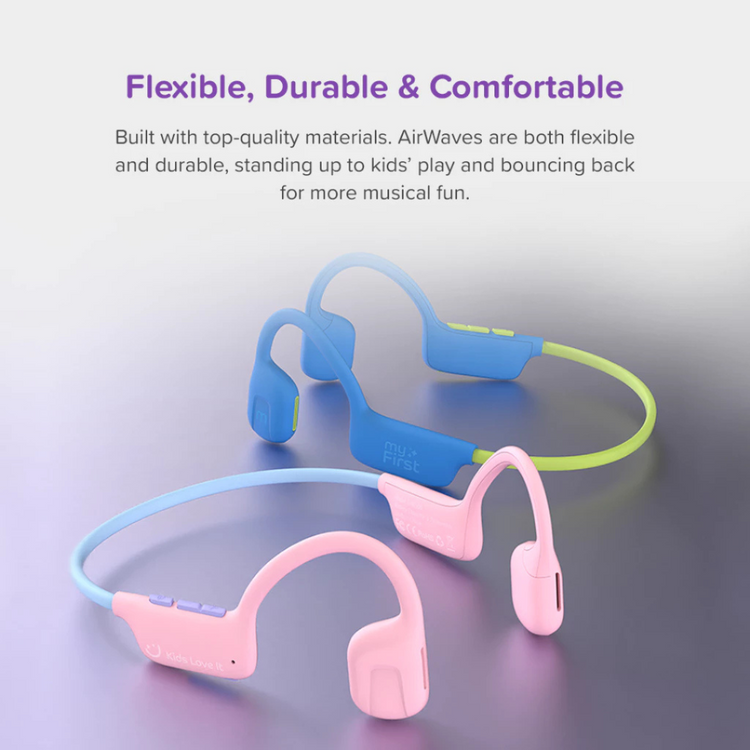 myFirst Headphones AirWaves - Bone Conduction Wireless Bluetooth Headphones for Kids
