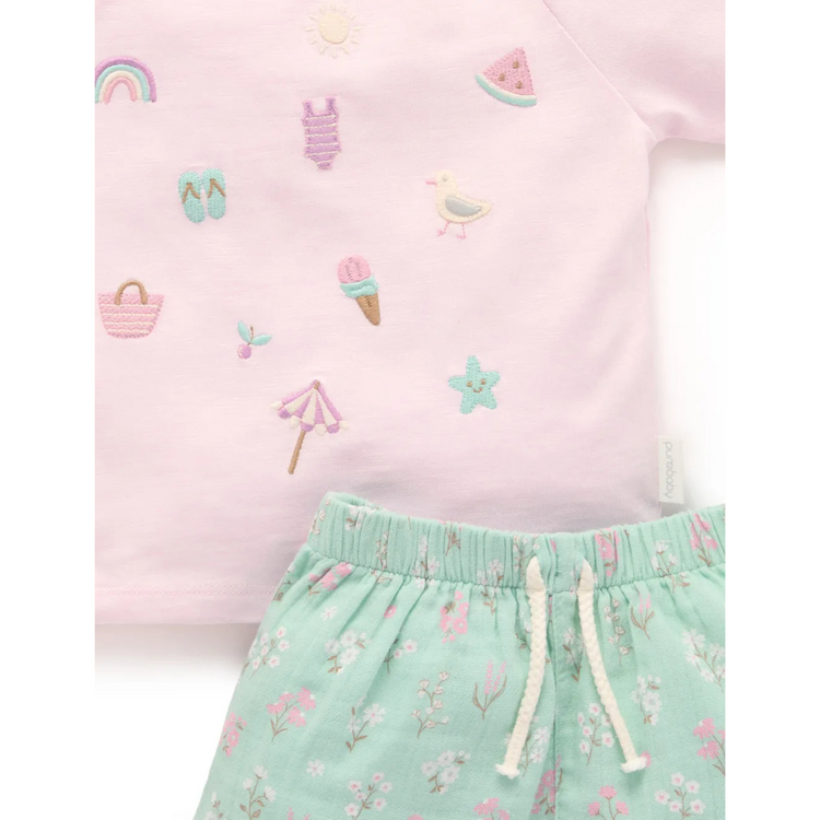 Purebaby Organic Seafoam Floral - Beachy Set