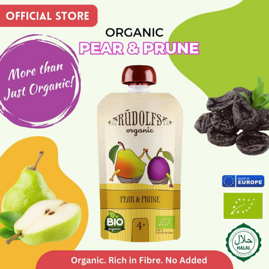 Rudolfs Organic Pear And Prune Puree 110g (6m+)