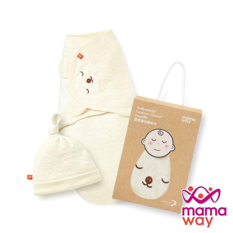 Mamaway Antibacterial Newborn Baby Cocoon Swaddle Gift Set - Sleeping Bear