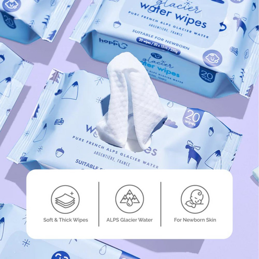 Hoppi Glacier Water Wipes (80s' x 2)