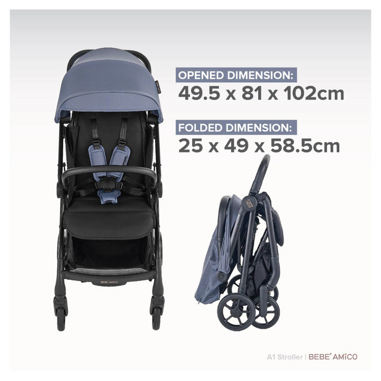 [New Launch] Chicco Bebe Amico Compact & convenience Auto-Folding Stroller A1 - New Born to 22kg