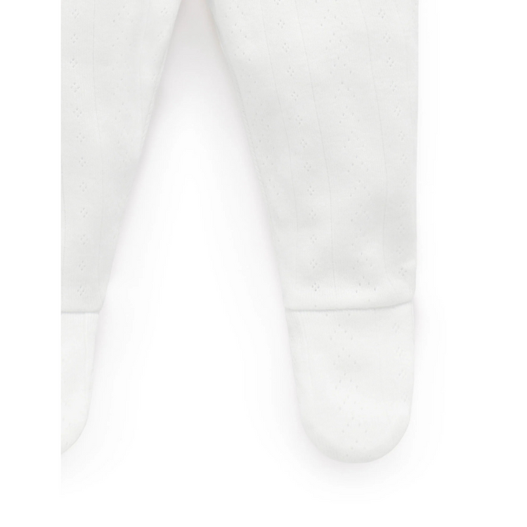 Purebaby Organic Footed Leggings - White Pointelle