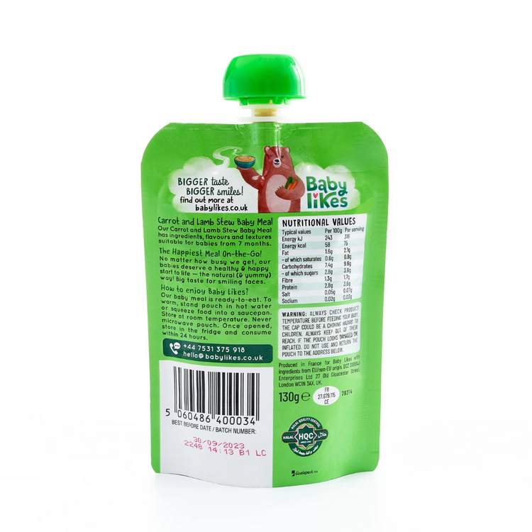 Beru Likes Organic Baby Puree 130g (7m+)