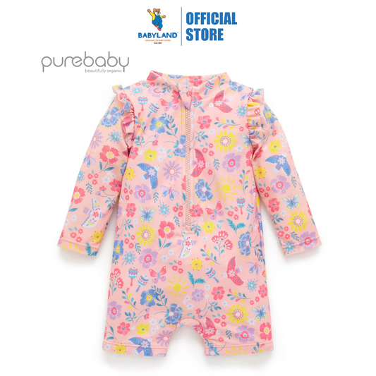 Purebaby Organic Long Sleeve Swimsuit - Pajaro Bird 